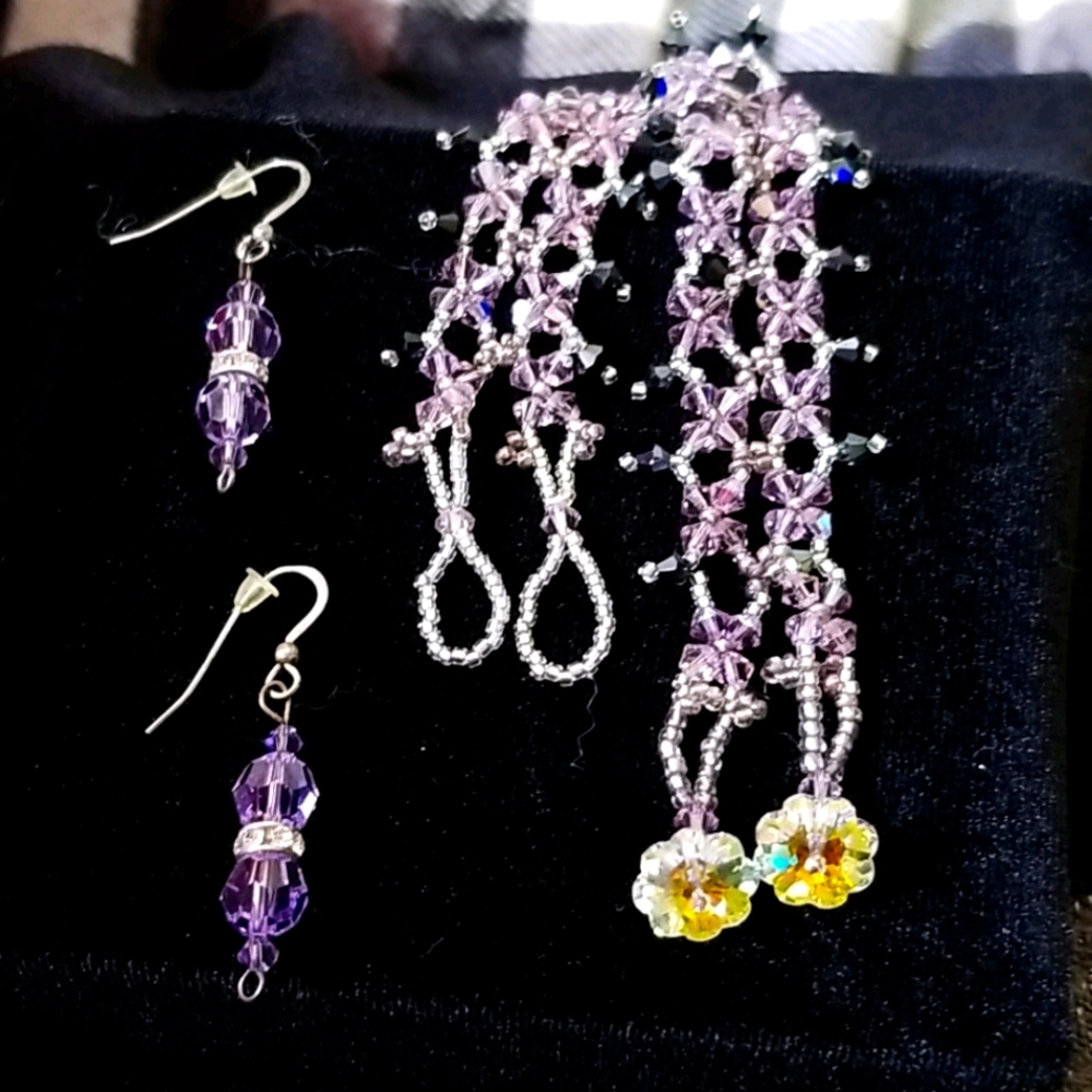 Beaded/crystal bracelet with matching earrings